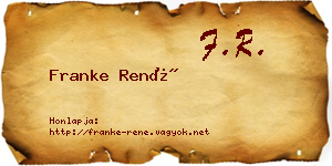 Franke René névjegykártya